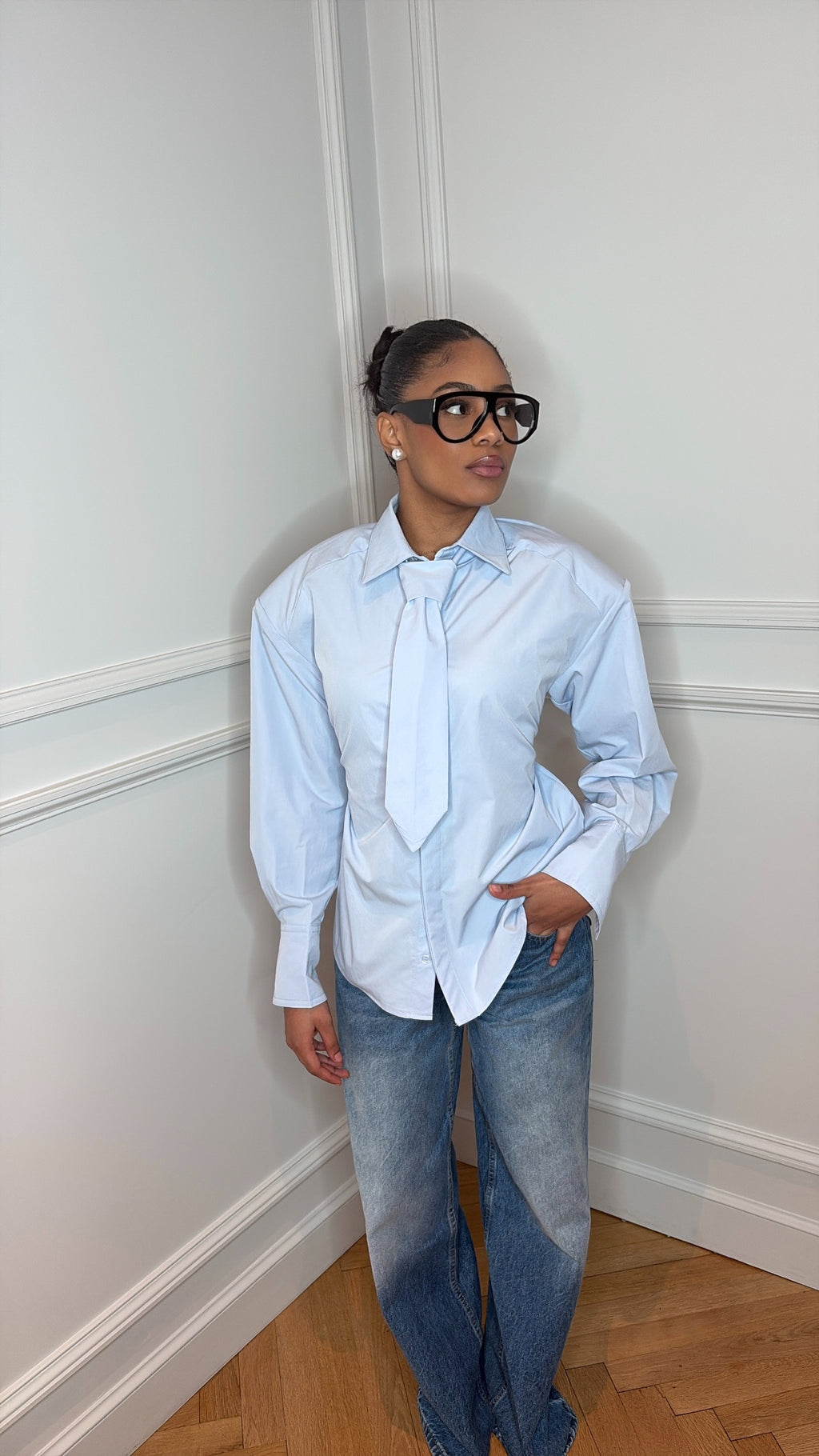 Chemise cravate Alix bleu