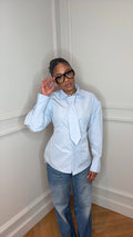 Chemise cravate Alix bleu
