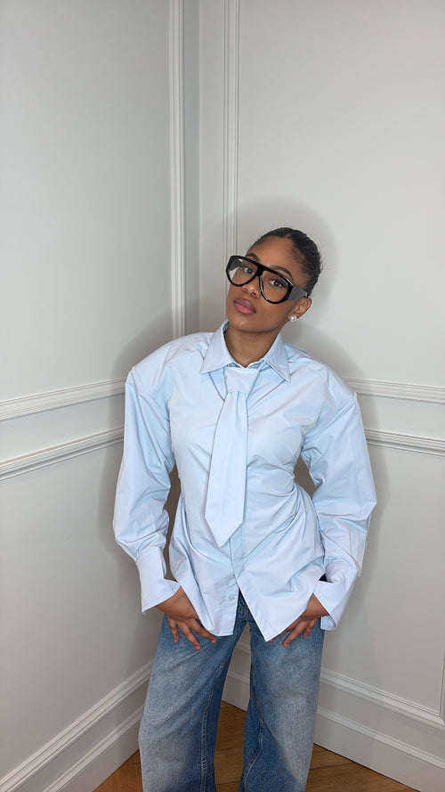 Chemise cravate Alix bleu